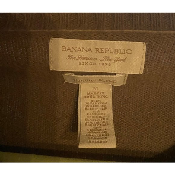 Banana Republic Luxury Blend Sweater Size Medium Cotton Angora Cashmere Caramel - Picture 5 of 9